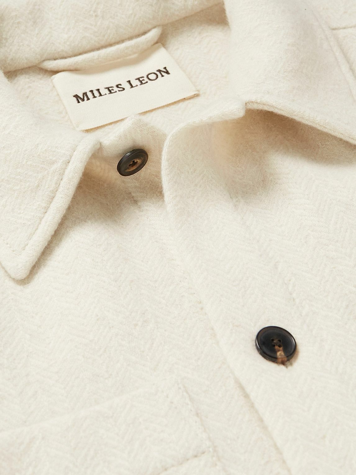 Miles Leon - Herringbone Wool and Cashmere-Blend Overshirt - Neutrals