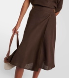 Loro Piana Irene belted linen crêpe midi skirt