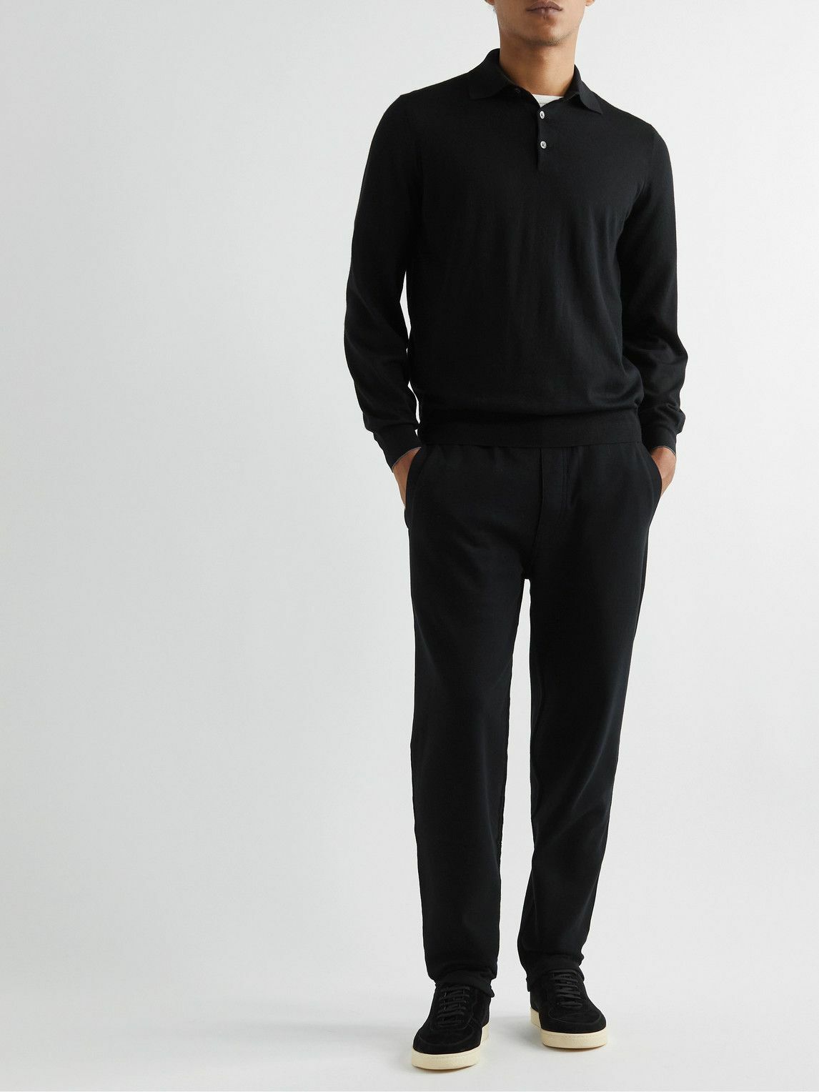 Brunello Cucinelli - Virgin Wool and Cashmere-Blend Polo Shirt - Black ...