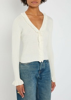 Paige Demetra Frilled Knit Cardigan White