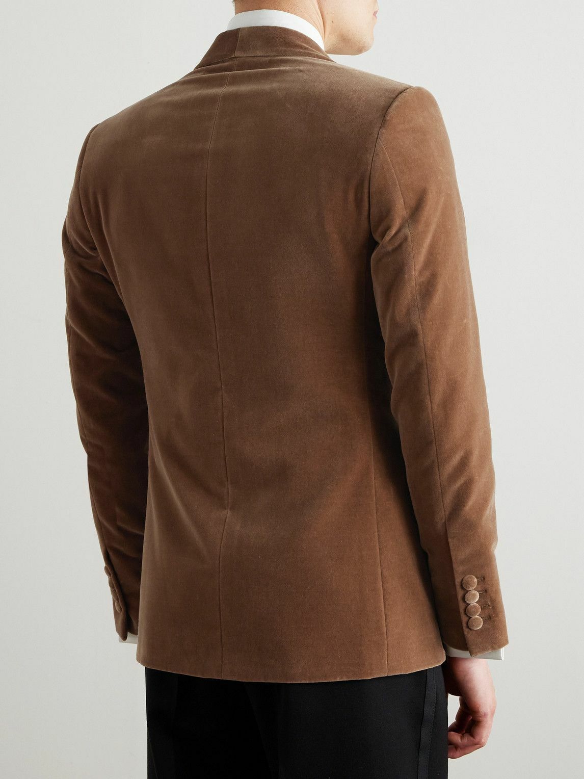 Kingsman - Slim-Fit Shawl-Collar Cotton-Velvet Tuxedo Jacket - Brown
