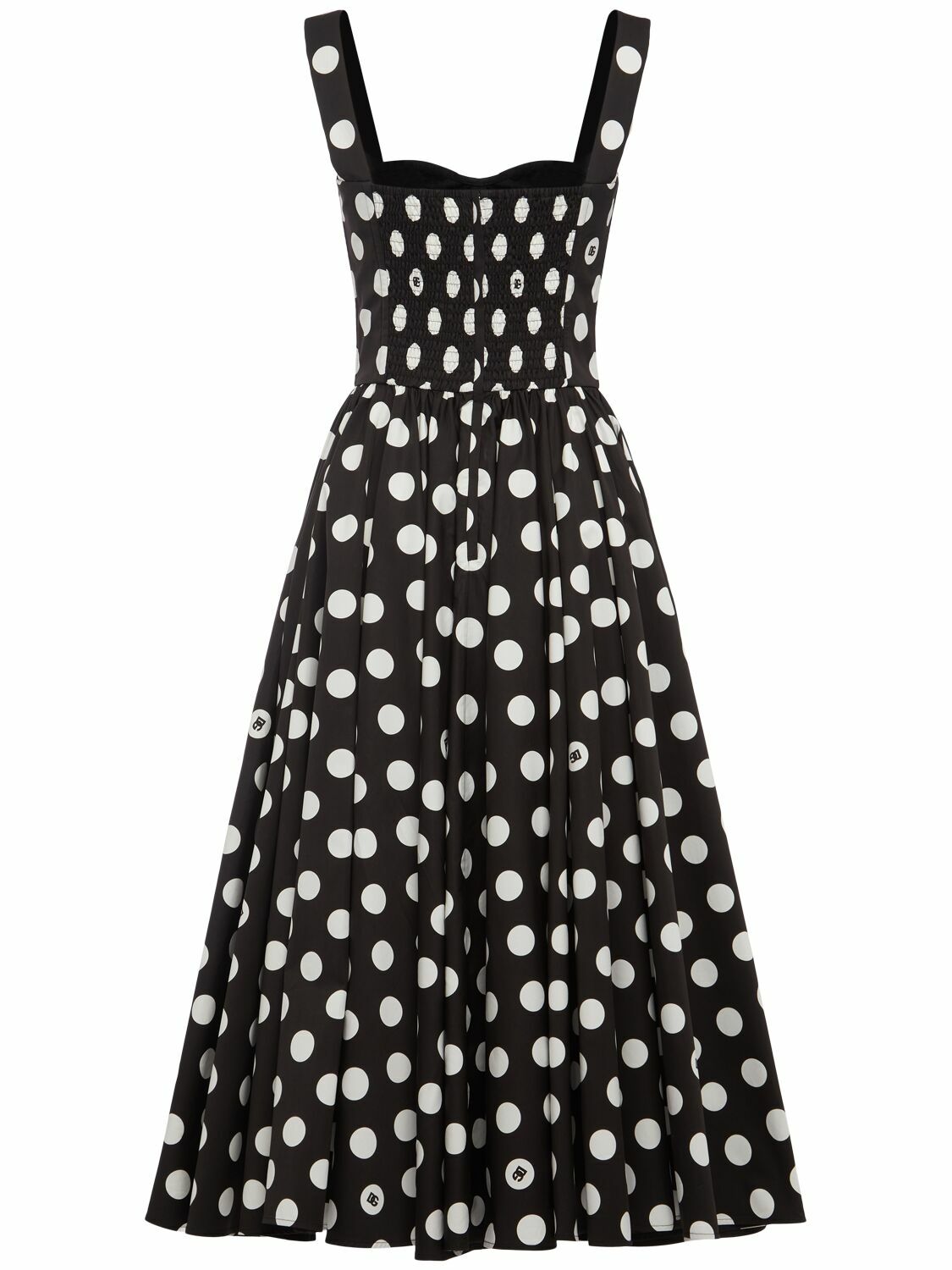 DOLCE & GABBANA Polka Dots Logo Cotton Poplin Midi Dress Dolce & Gabbana