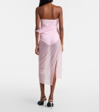 Courrèges Draped sheer jersey crêpe midi dress