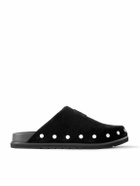 CELINE - Triomphe Logo-Appliquéd Studded Suede Mules - Black