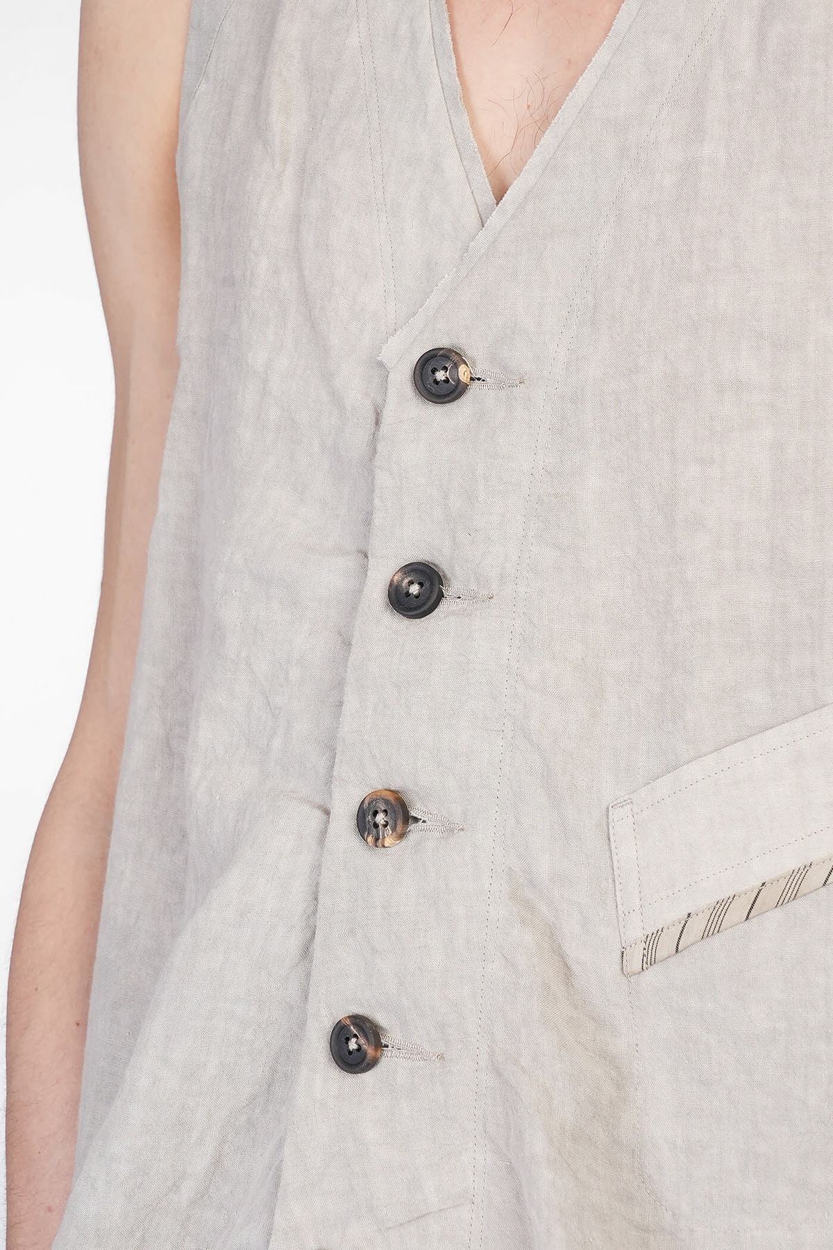 Ziggy Chen Vest In Beige Linen