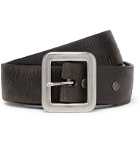 RRL - 3.5cm New Burlington Tumbled-Leather Belt - Black
