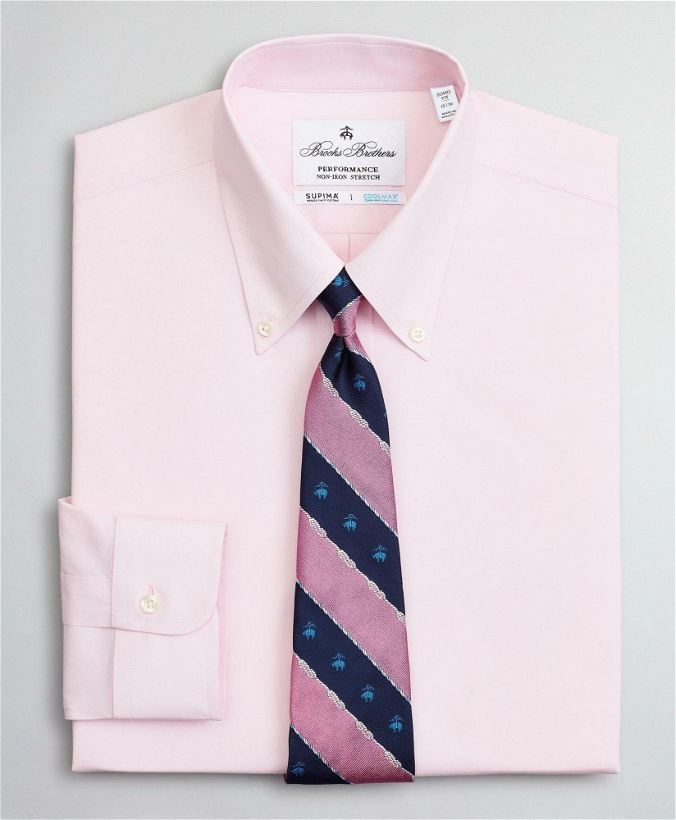 Photo: Brooks Brothers Men's Soho Extra-Slim Fit Dress Shirt, Performance Non-Iron with COOLMAX, Button-Down Collar Twill | Pink