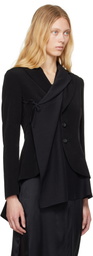 YOHJI YAMAMOTO Black Crepe De Chine 2 Layered Wrap Blazer