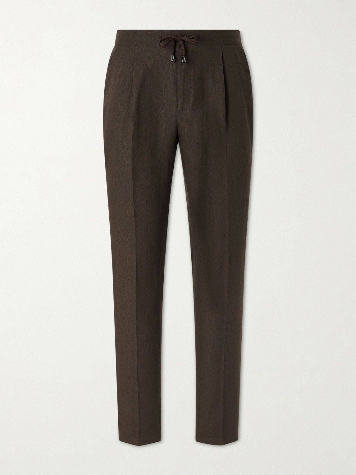De Petrillo - Straight-Leg Pleated Linen Suit Trousers - Brown