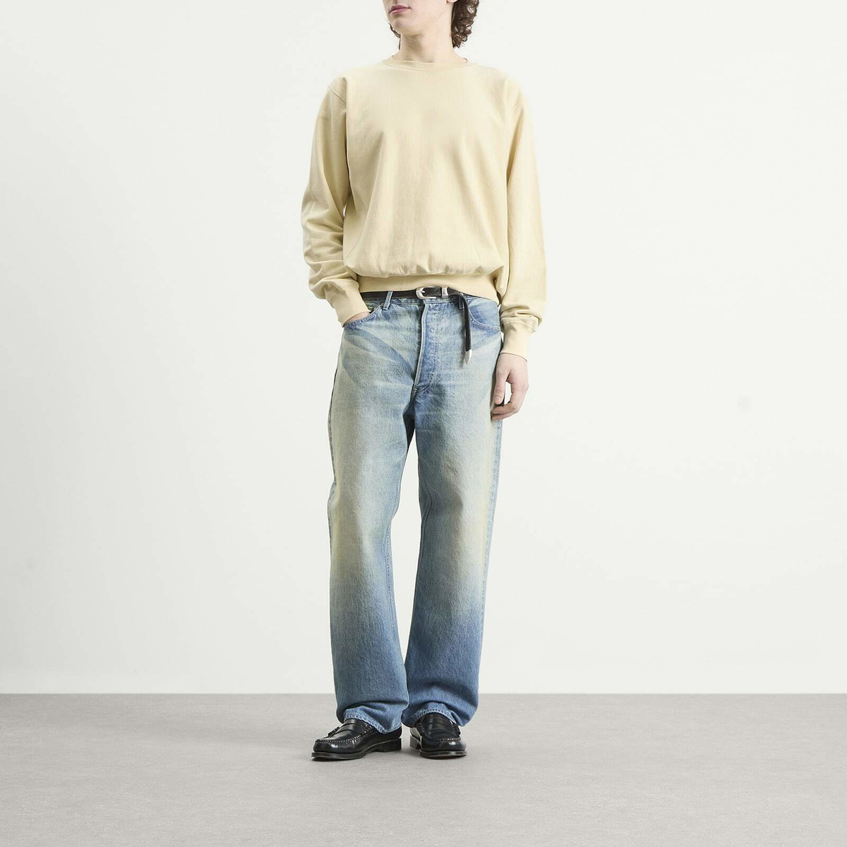 Auralee Men's High Gauge Sweatshirt in Ivory Beige