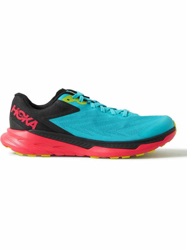 Photo: Hoka One One - Zinal Rubber-Trimmed Mesh Running Sneakers - Blue