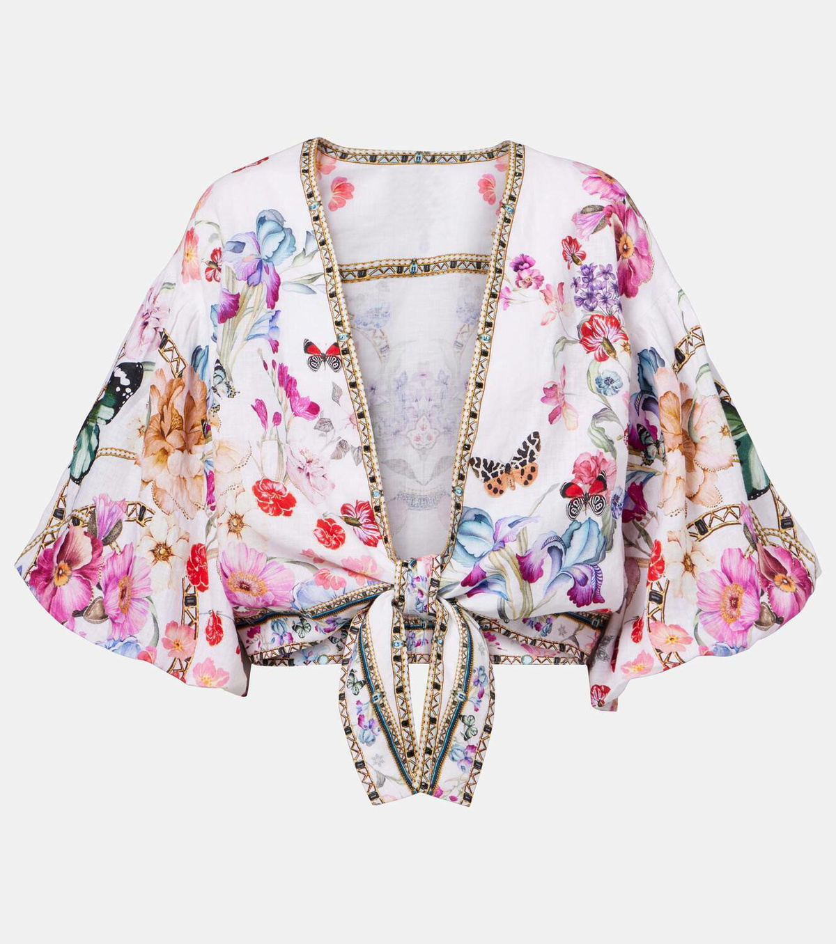 Camilla Floral linen crop top