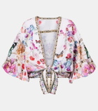 Camilla Floral linen crop top