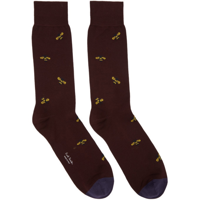 Photo: Paul Smith Burgundy Bee Pattern Socks