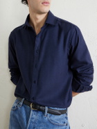 Canali - Herringbone Cotton and Lyocell-Blend Shirt - Blue