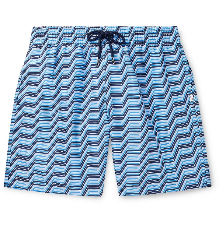 Photo: DEREK ROSE - Tropez 9 Mid-Length Printed Swim Shorts - Blue