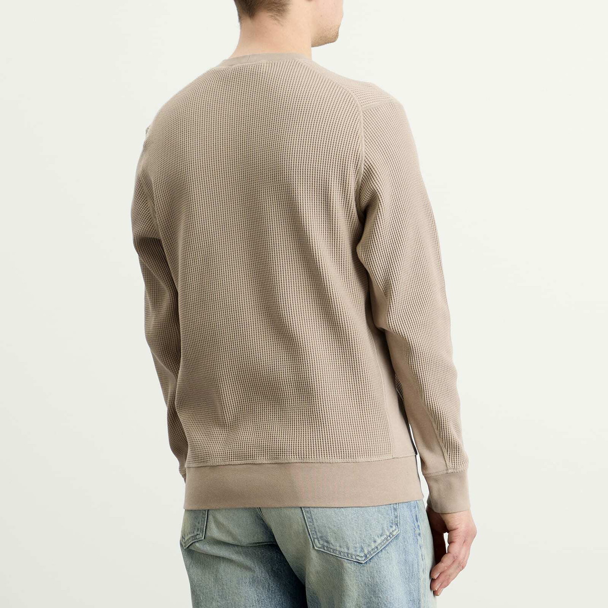 Stone Island Men's Waffle Crew Neck Sweatshirt in Desert Stone Island
