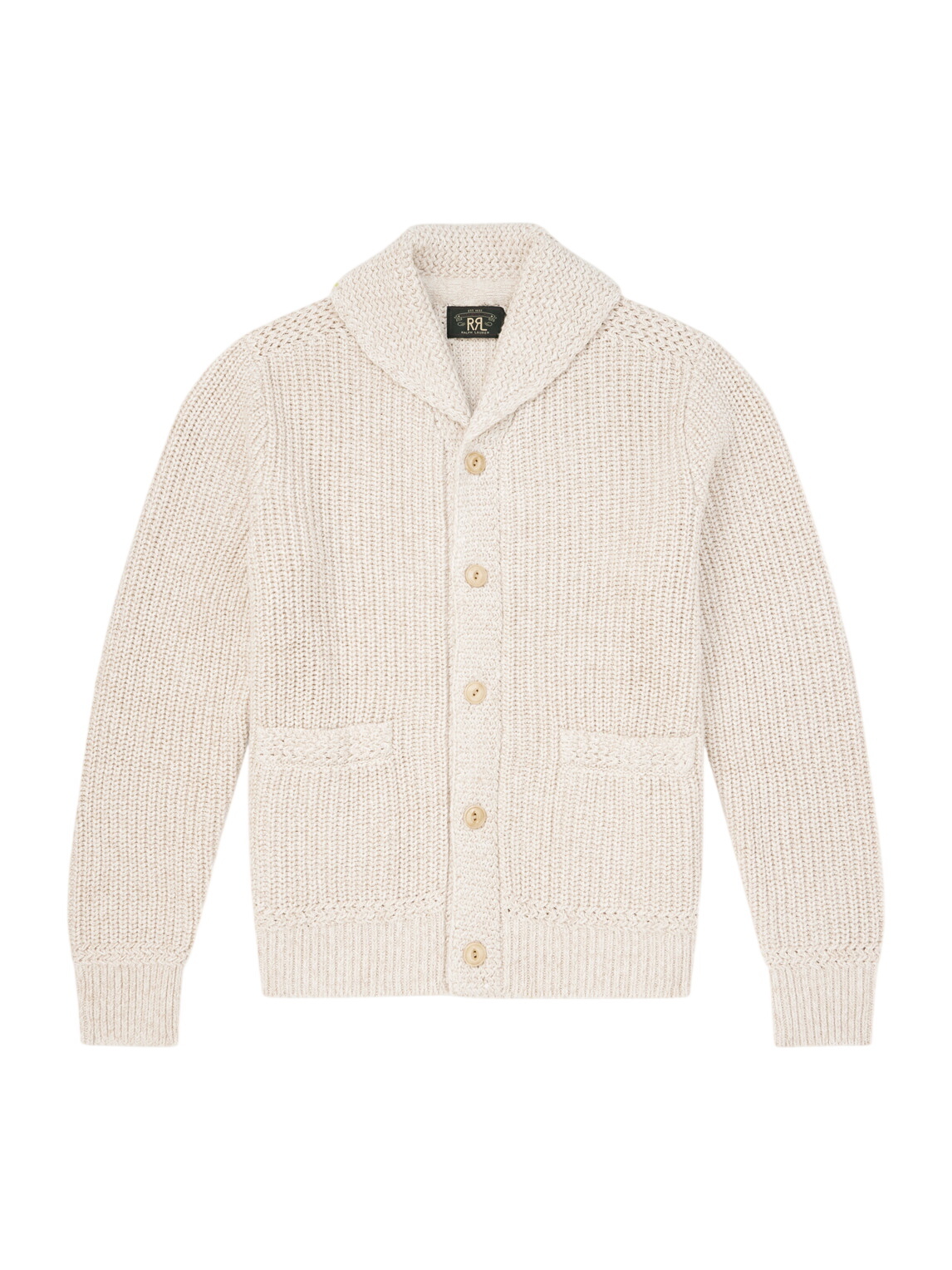 RRL - Shawl-Collar Jacquard-Knit Cotton and Linen-Blend Cardigan