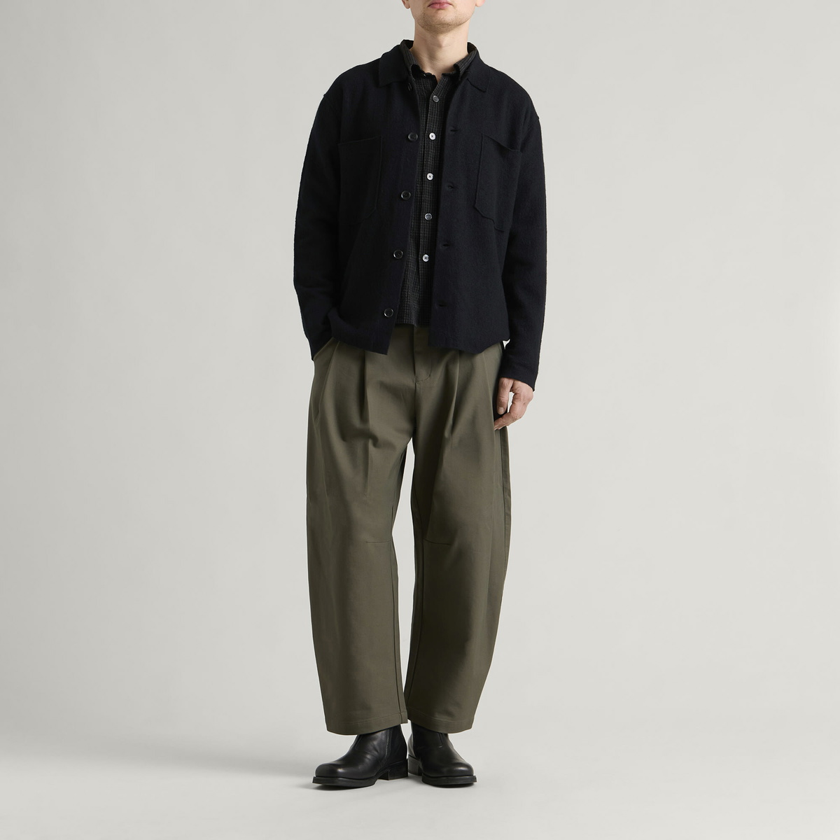 NN07 Men's Jonas Bolied Wool Overshirt in Black