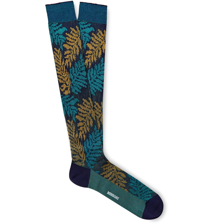 Photo: Missoni - Intarsia Cotton-Blend Over-The-Calf Socks - Green