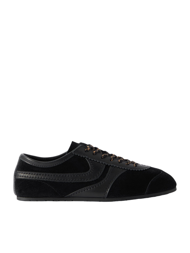 Photo: Dries Van Noten - Leather-Trimmed Suede Sneakers - Black