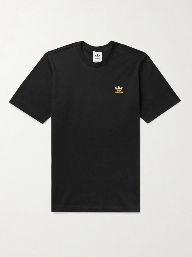 Photo: ADIDAS ORIGINALS - Logo-Embroidered Cotton-Jersey T-Shirt - Black