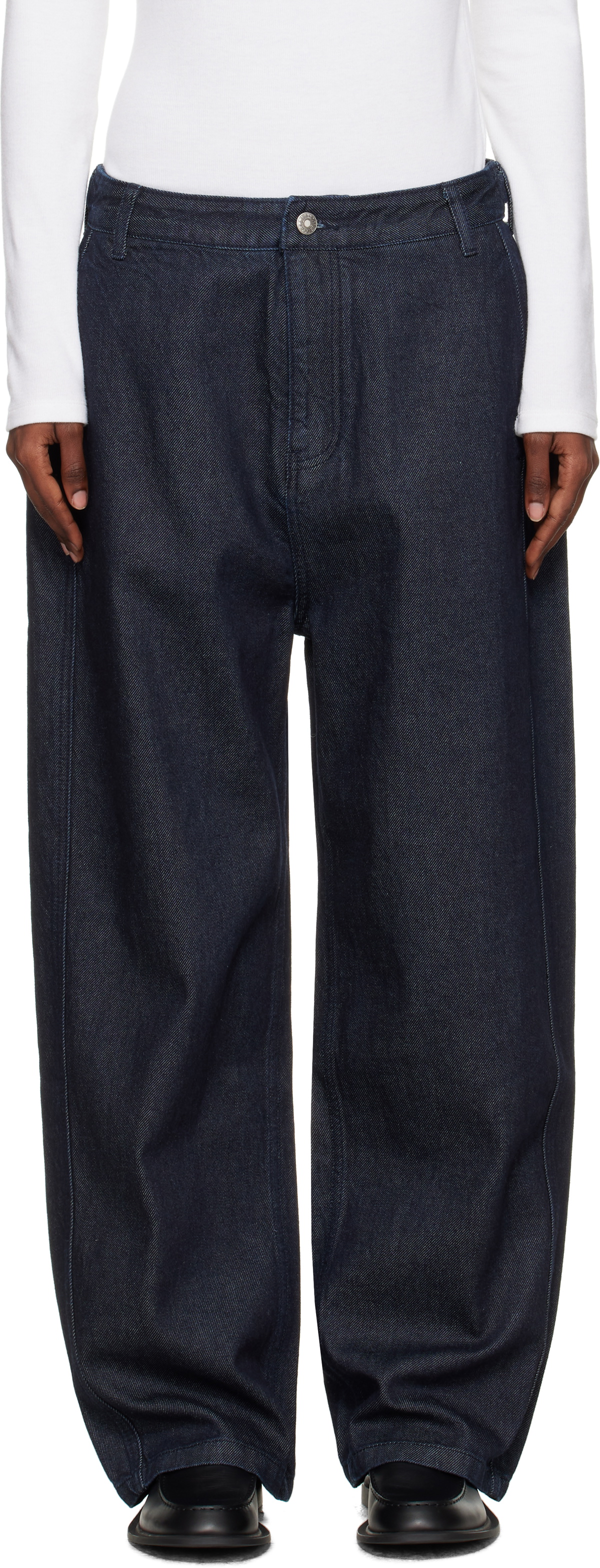 LE17SEPTEMBRE Navy Side Seam Wide Jeans