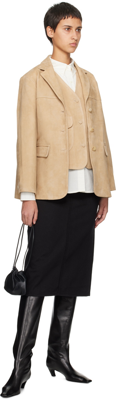 Nothing Written Beige Norman Leather Jacket