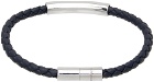 Giorgio Armani Navy Braided Leather Bracelet