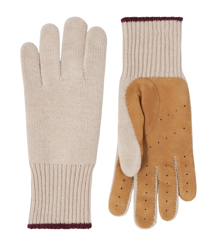 Photo: Brunello Cucinelli Leather-trimmed cashmere gloves