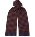 Begg & Co - Beaufort Fringed Checked Wool and Cashmere-Blend Scarf - Blue