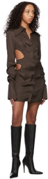 Lado Bokuchava SSENSE Exclusive Brown Cut-Out Shirt Mini Dress