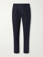 Slowear - Incotex Pleated Tapered Wool-Blend Flannel Trousers - Blue