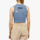 JW Anderson Women's Distressed Cropped Knit Vest in Denim Melange