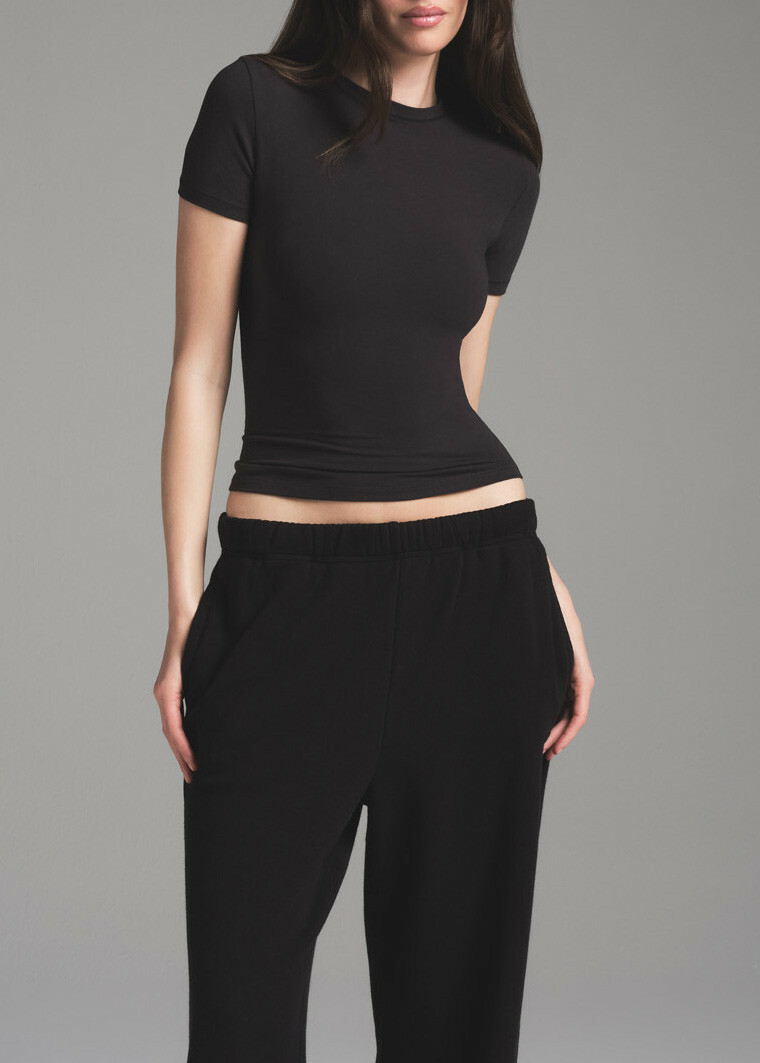 Skims Cotton-blend Straight-leg Sweatpants Black