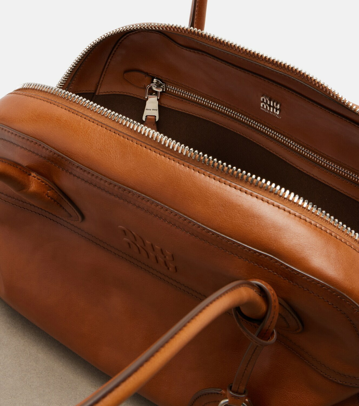 Miu Miu Vivant Medium leather bowling bag