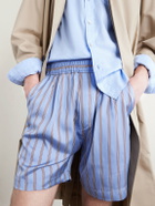 TOM FORD - Straight-Leg Striped Silk-Twill Shorts - Blue