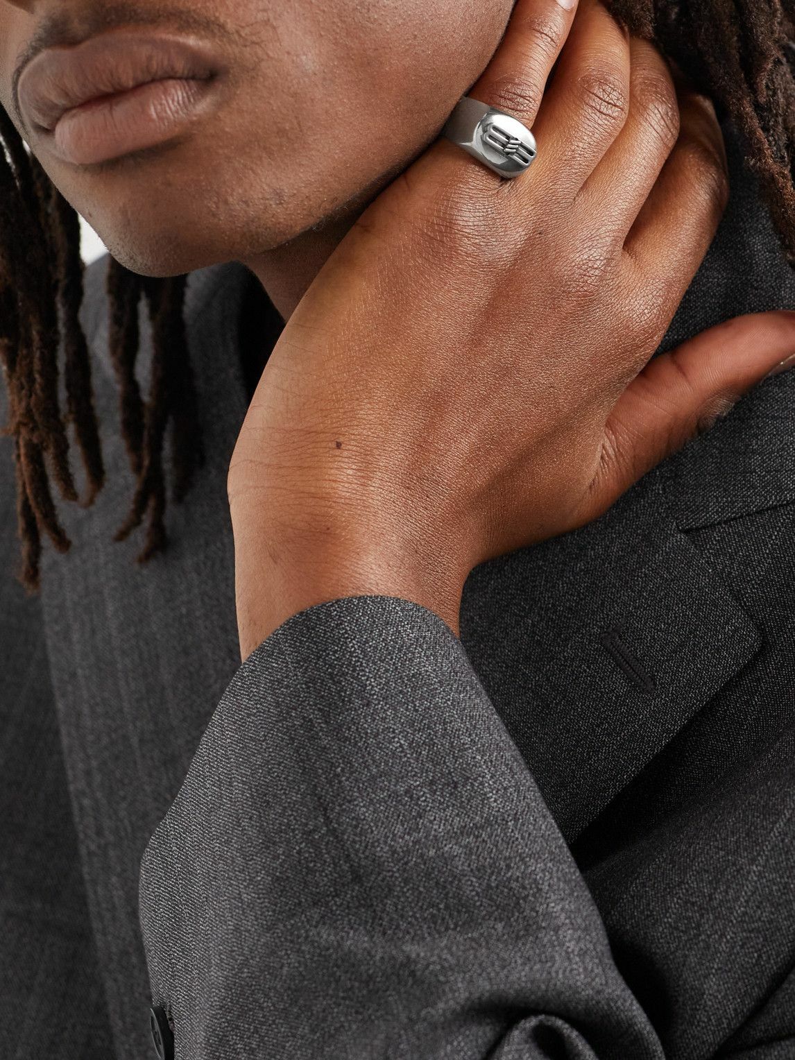 BALENCIAGA Typo SilverTone Ring  MR PORTER