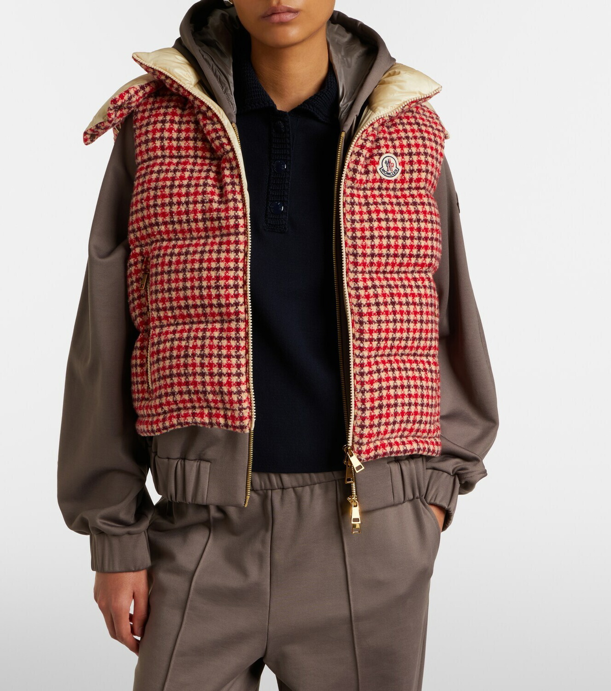 Moncler Niverolle checked wool-blend down vest