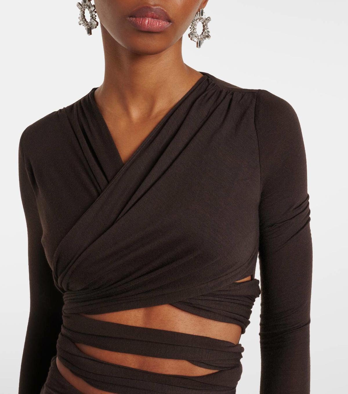 The Attico Sheer embroidered tulle midi dress