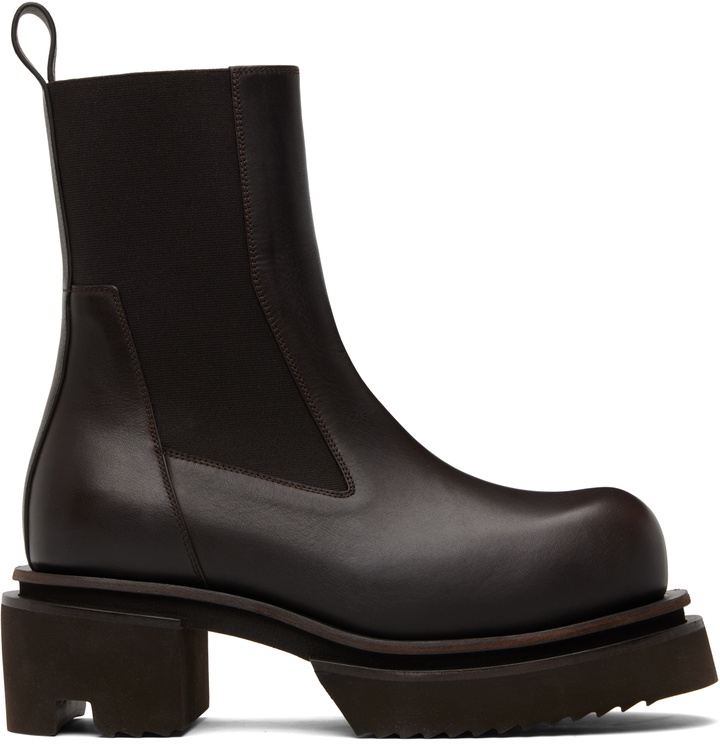 Photo: Rick Owens Brown Temple Beatle Bogun Chelsea Boots