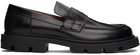 Maison Margiela Black Leather Staple Loafers