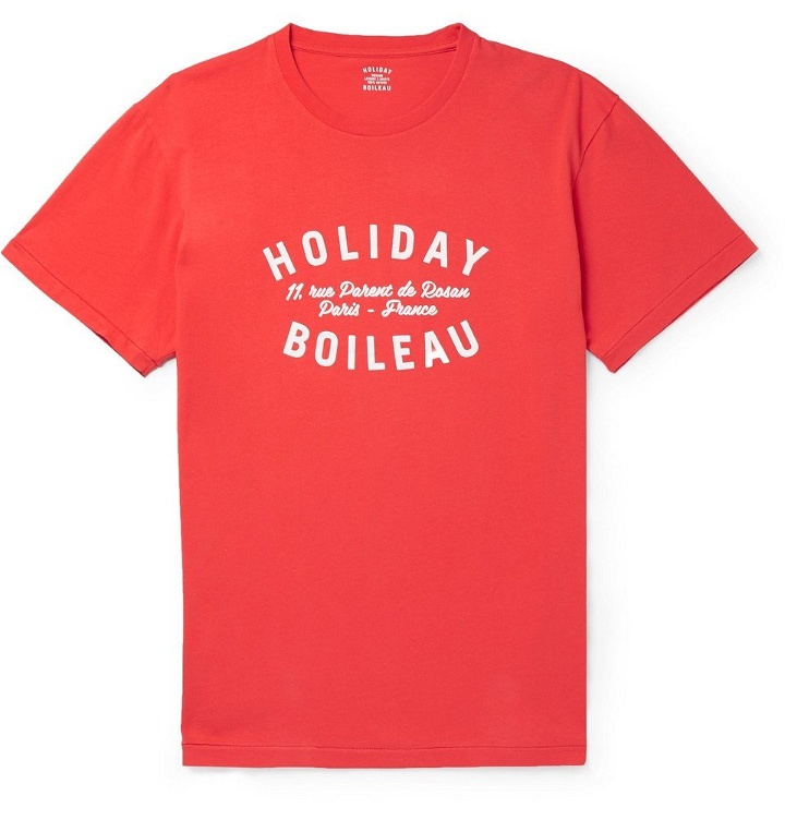 Photo: Holiday Boileau - Logo-Print Cotton-Jersey T-Shirt - Red