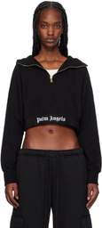 Palm Angels Black Logo Tape Zipped Hoodie