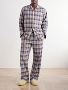 TEKLA - Auralee Checked Organic Cotton-Flannel Pyjama Shirt - Blue