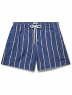 Kingsman - Drake's Slim-Fit Mid-Length Striped Swim Shorts - Blue