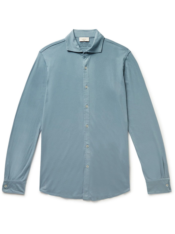 Photo: Altea - Palmer Cutaway Collar Cotton-Jersey Shirt - Blue