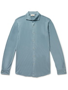 Altea - Palmer Cutaway Collar Cotton-Jersey Shirt - Blue