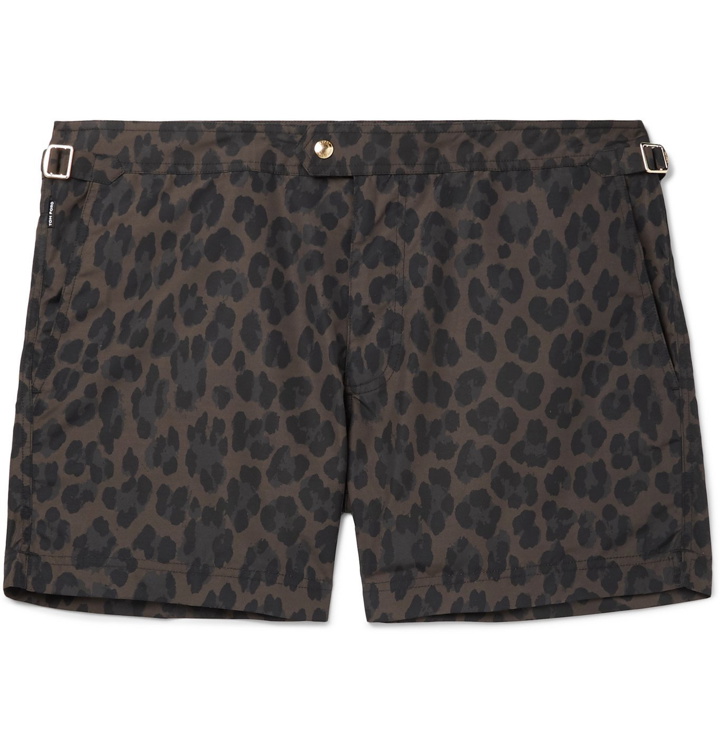 Photo: TOM FORD - Slim-Fit Short-Length Leopard-Print Swim Shorts - Brown