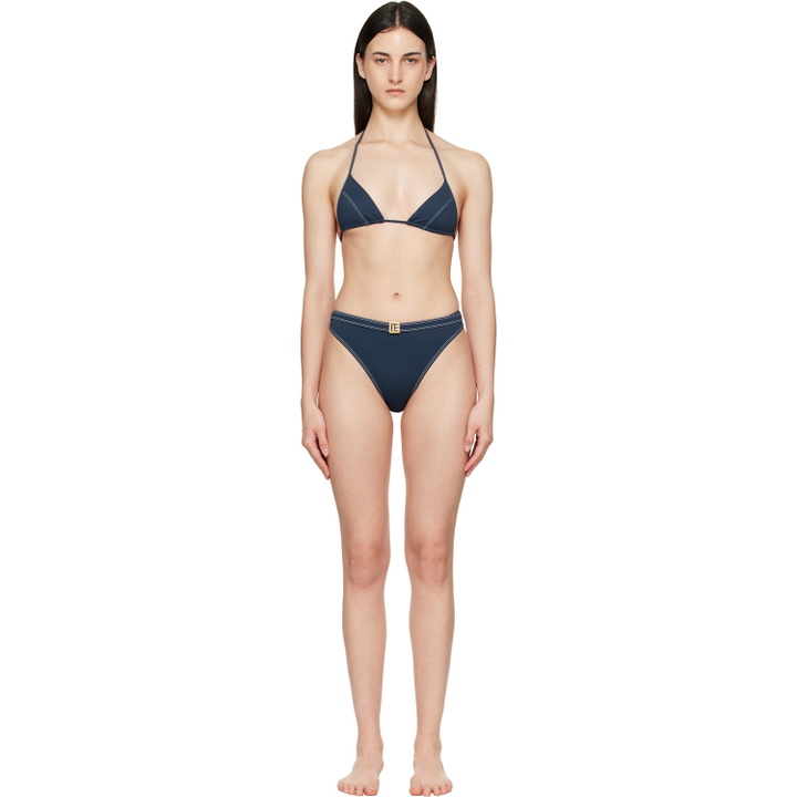 Photo: BALMAIN Navy Triangle High Brief Bikini
